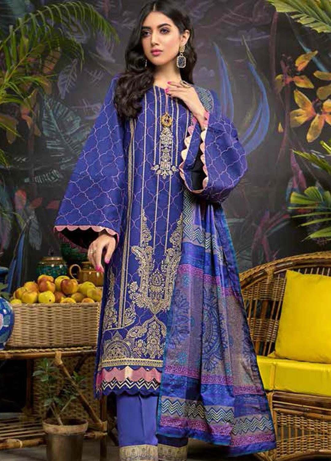 Gul Ahmed Embroidered Lawn Suits Unstitched 3 Piece GA21BL CL1194 - Summer Collection