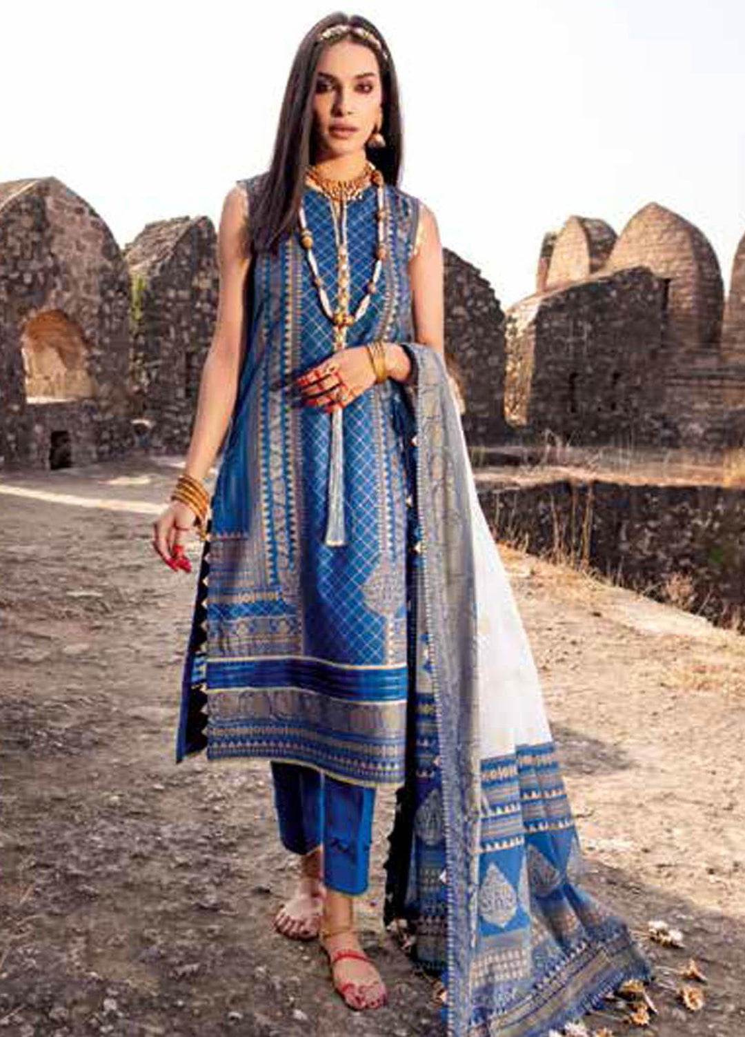 Gul Ahmed Printed Lawn Suits Unstitched 3 Piece GA21BL CL1196A - Summer Collection