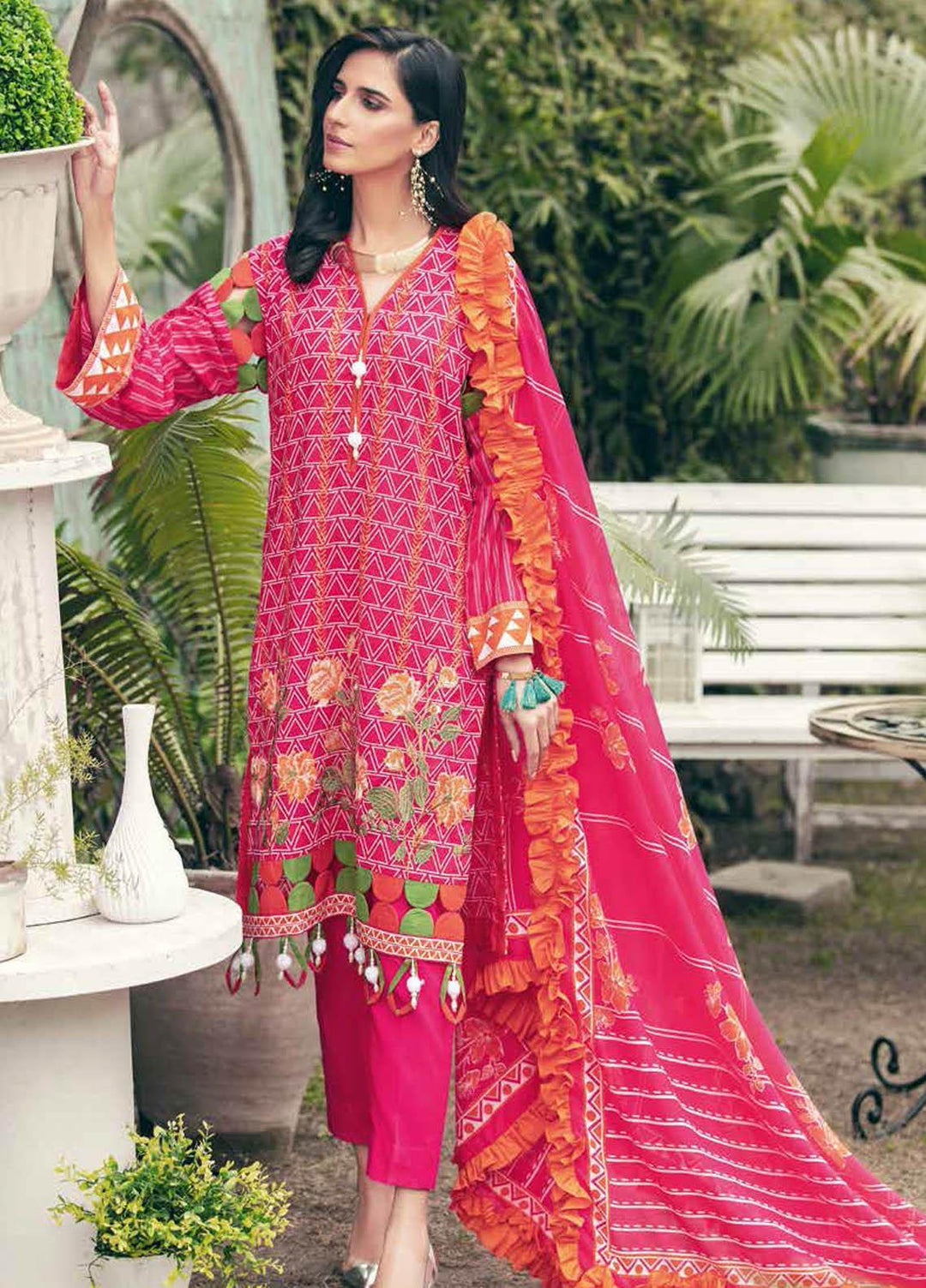 Gul Ahmed Embroidered Lawn Suits Unstitched 3 Piece GA21BL CL1219 - Summer Collection