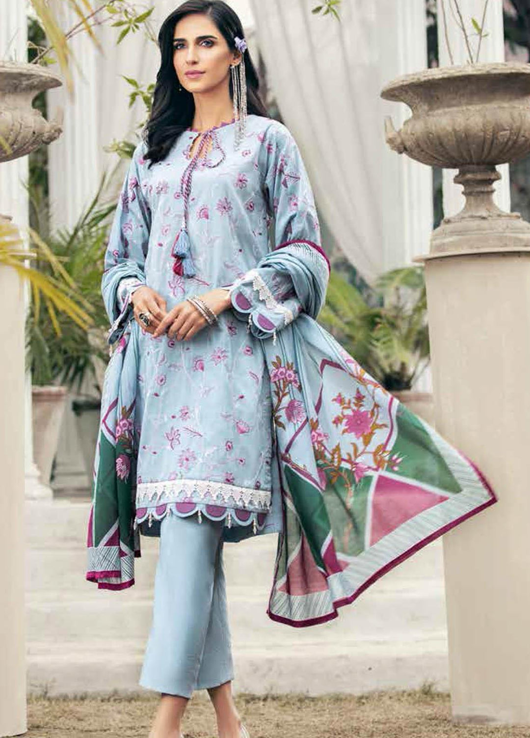 Gul Ahmed Embroidered Lawn Suits Unstitched 3 Piece GA21BL CL1222 - Summer Collection