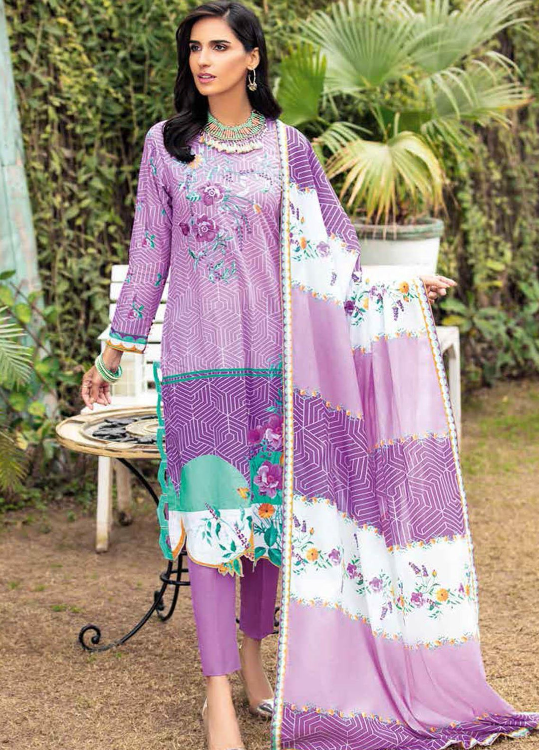 Gul Ahmed Embroidered Lawn Suits Unstitched 3 Piece GA21BL CL1223 - Summer Collection