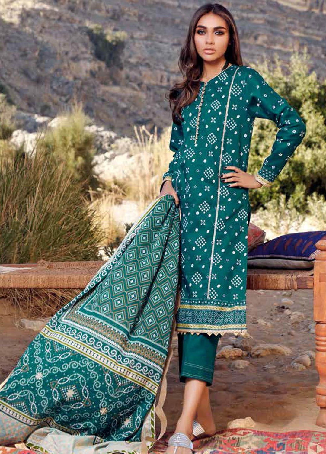Gul Ahmed Printed Lawn Suits Unstitched 3 Piece GA21BL CL1224B - Summer Collection