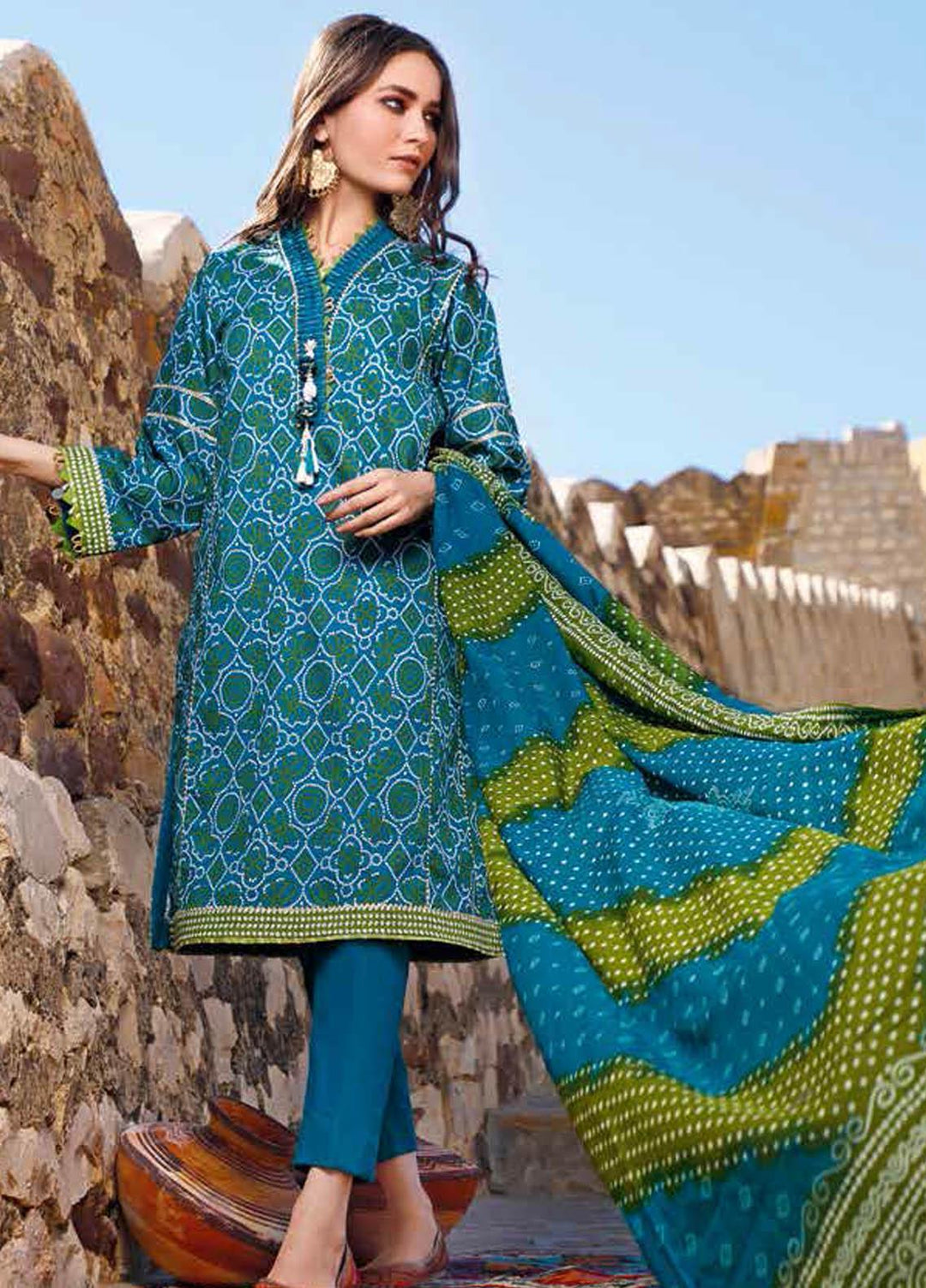 Gul Ahmed Printed Lawn Suits Unstitched 3 Piece GA21BL CL1225B - Summer Collection
