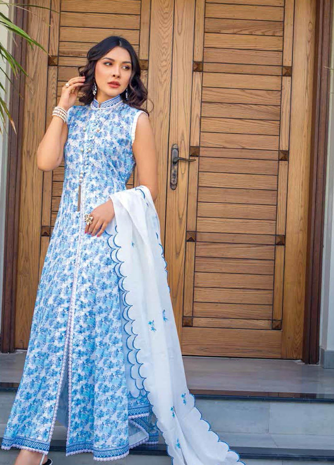 Gul Ahmed Embroidered Lawn Suits Unstitched 3 Piece GA21BL CL1226 - Summer Collection