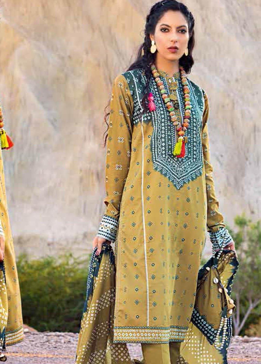 Gul Ahmed Printed Lawn Suits Unstitched 3 Piece GA21BL CL1242A - Summer Collection