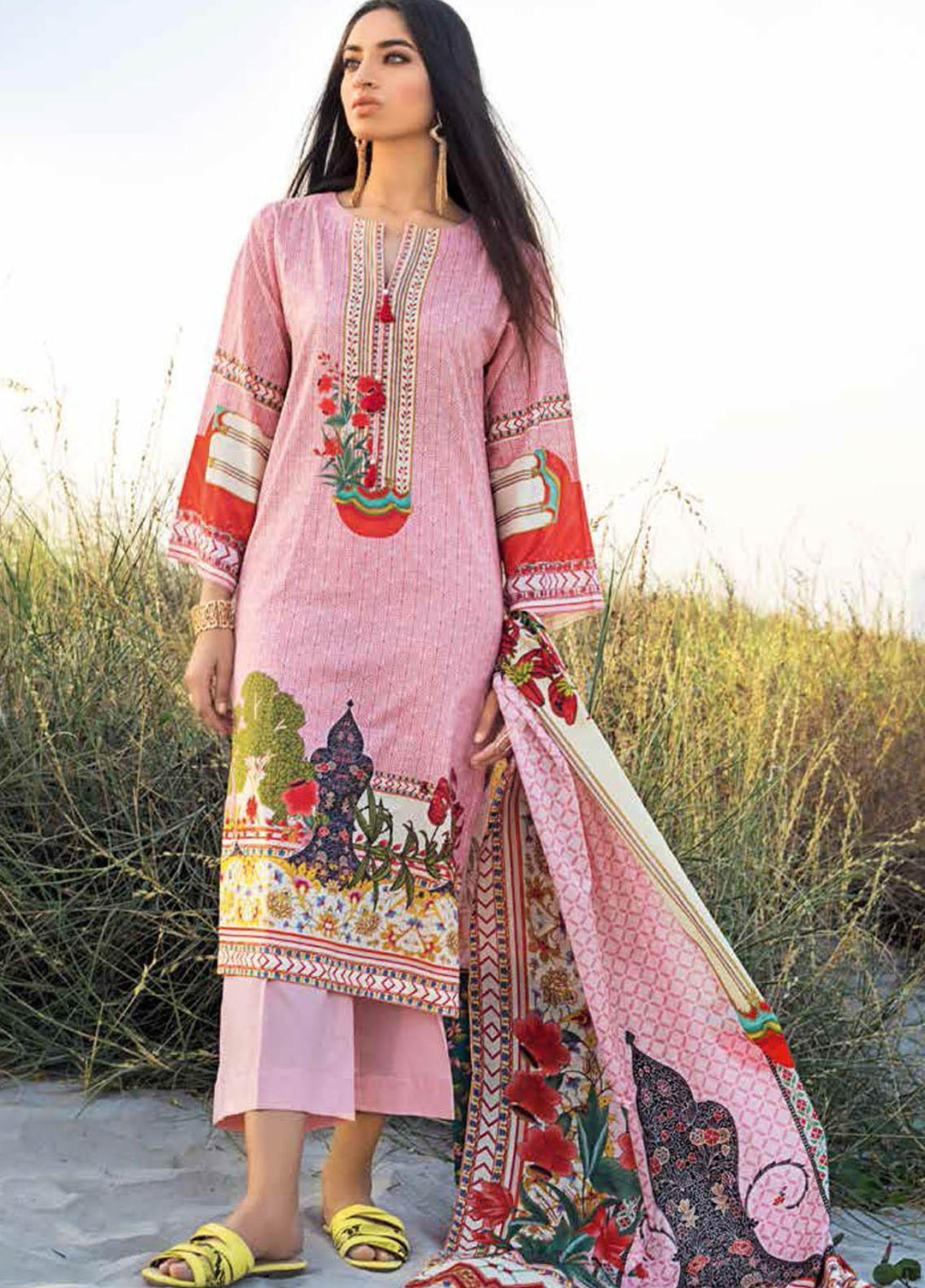 Gul Ahmed Printed Lawn Suits Unstitched 3 Piece GA21BL CL1252A - Summer Collection