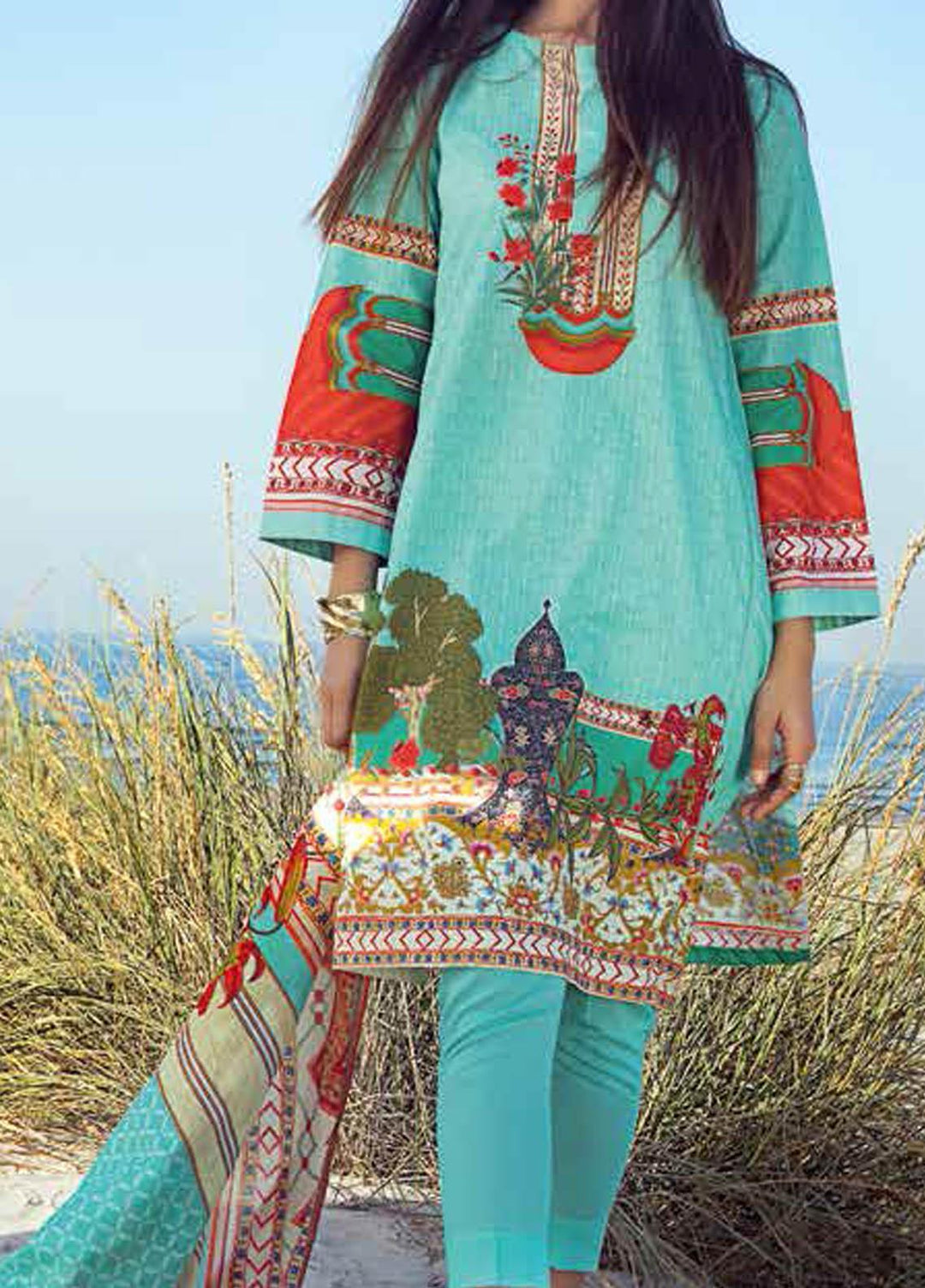 Gul Ahmed Printed Lawn Suits Unstitched 3 Piece GA21BL CL1252B - Summer Collection