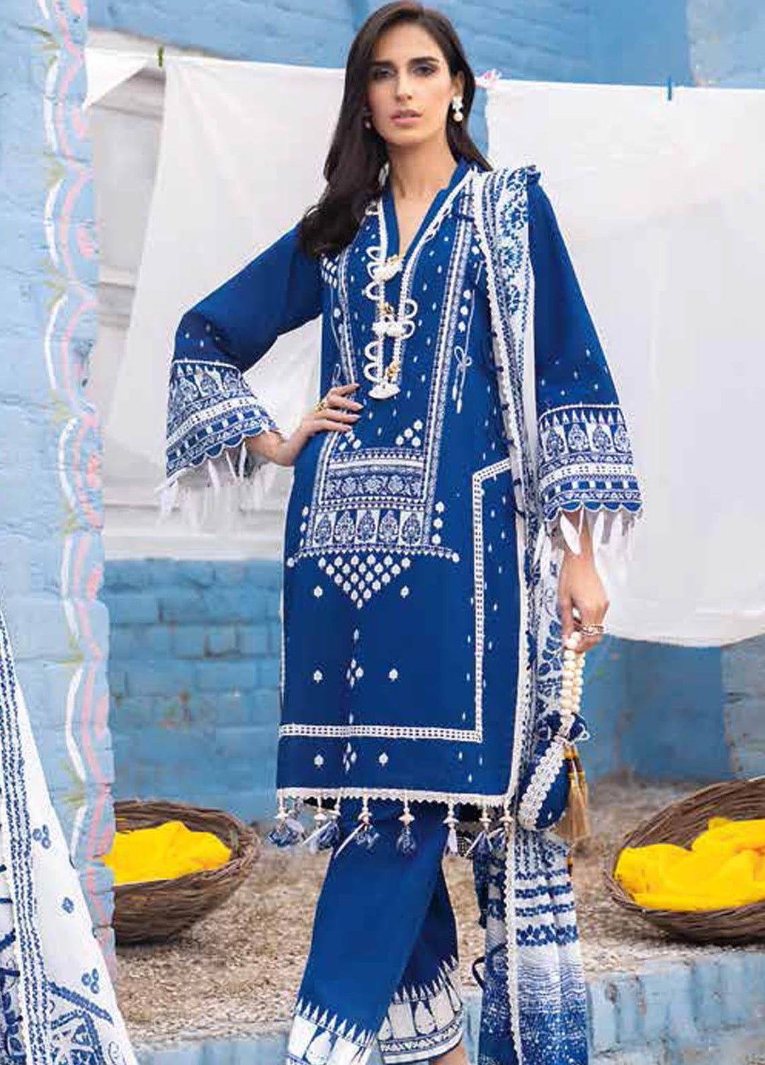 Gul Ahmed Printed Lawn Suits Unstitched 3 Piece GA21BL CL1254 - Summer Collection