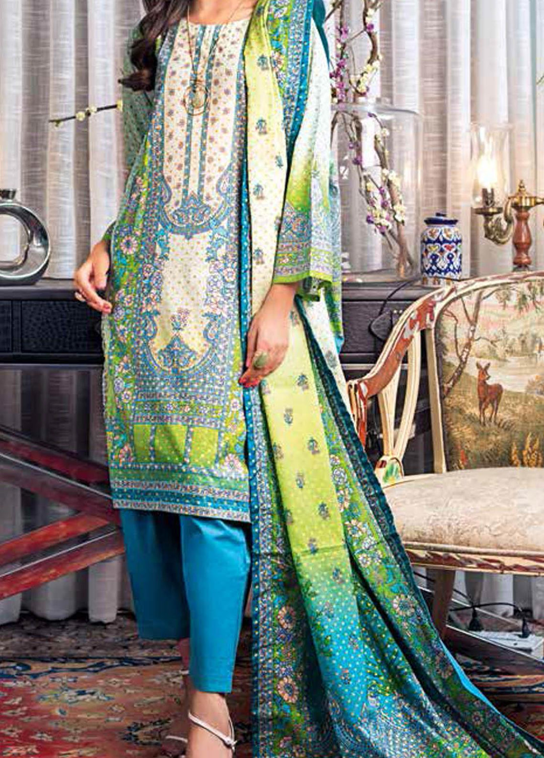 Gul Ahmed Printed Lawn Suits Unstitched 3 Piece GA21BL CL1262 - Summer Collection