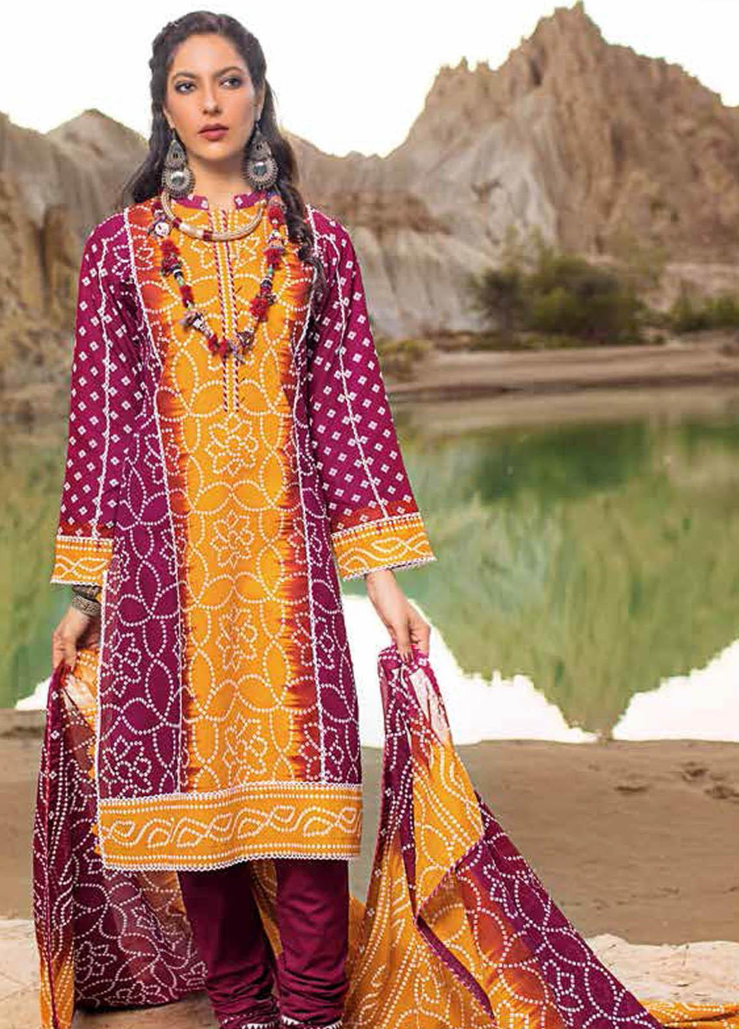 Gul Ahmed Printed Lawn Suits Unstitched 3 Piece GA21BL CL1321B - Summer Collection