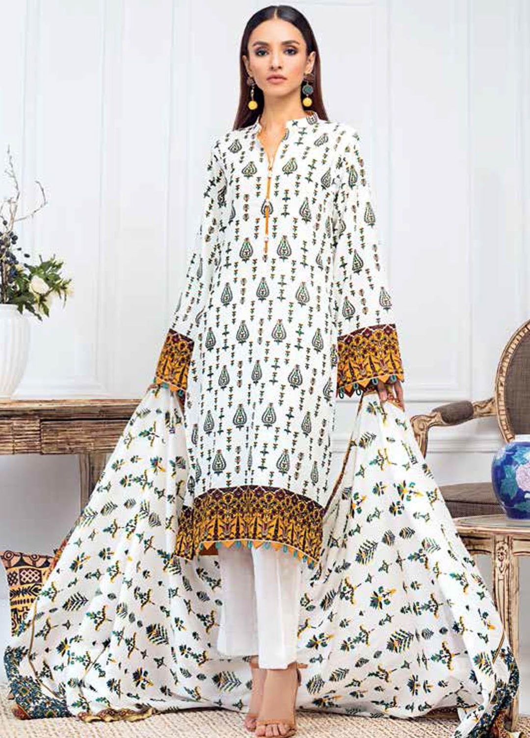 Gul Ahmed Printed Lawn Suits Unstitched 3 Piece GA21BL CL883B - Summer Collection