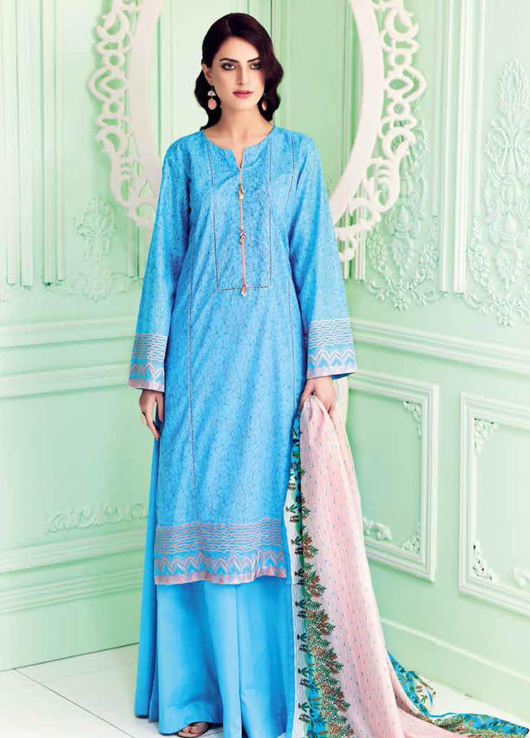 Gul Ahmed Embroidered Lawn Suits Unstitched 3 Piece GA21BL CL896 - Summer Collection