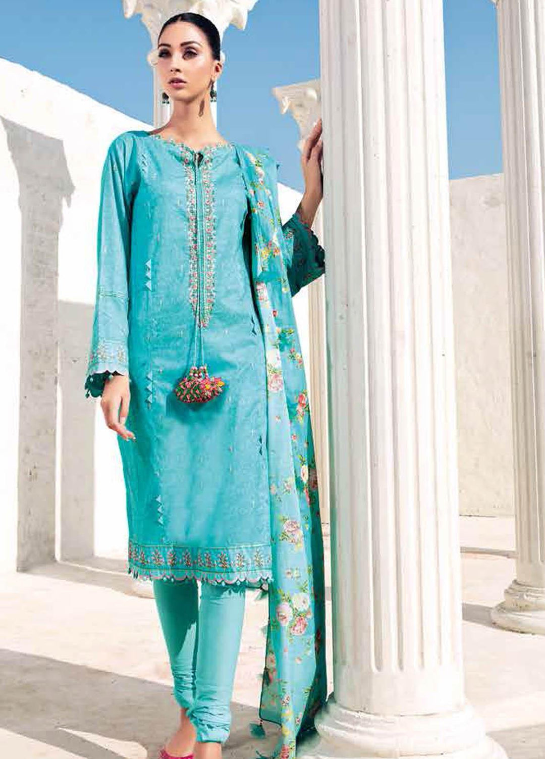 Gul Ahmed Embroidered Lawn Suits Unstitched 3 Piece GA21BL CL904 - Summer Collection