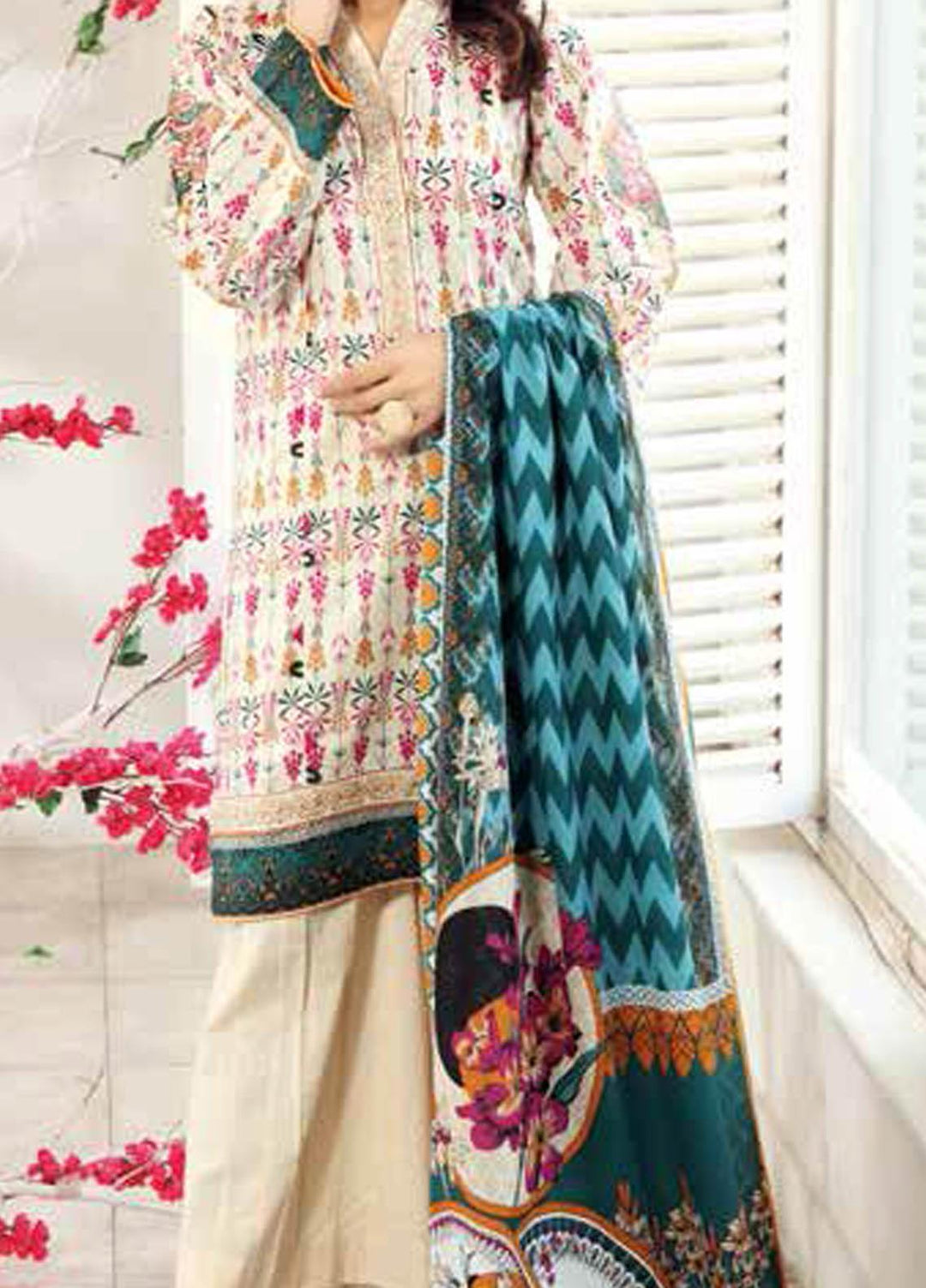 Gul Ahmed Embroidered Lawn Suits Unstitched 3 Piece GA21BL CL950 - Summer Collection