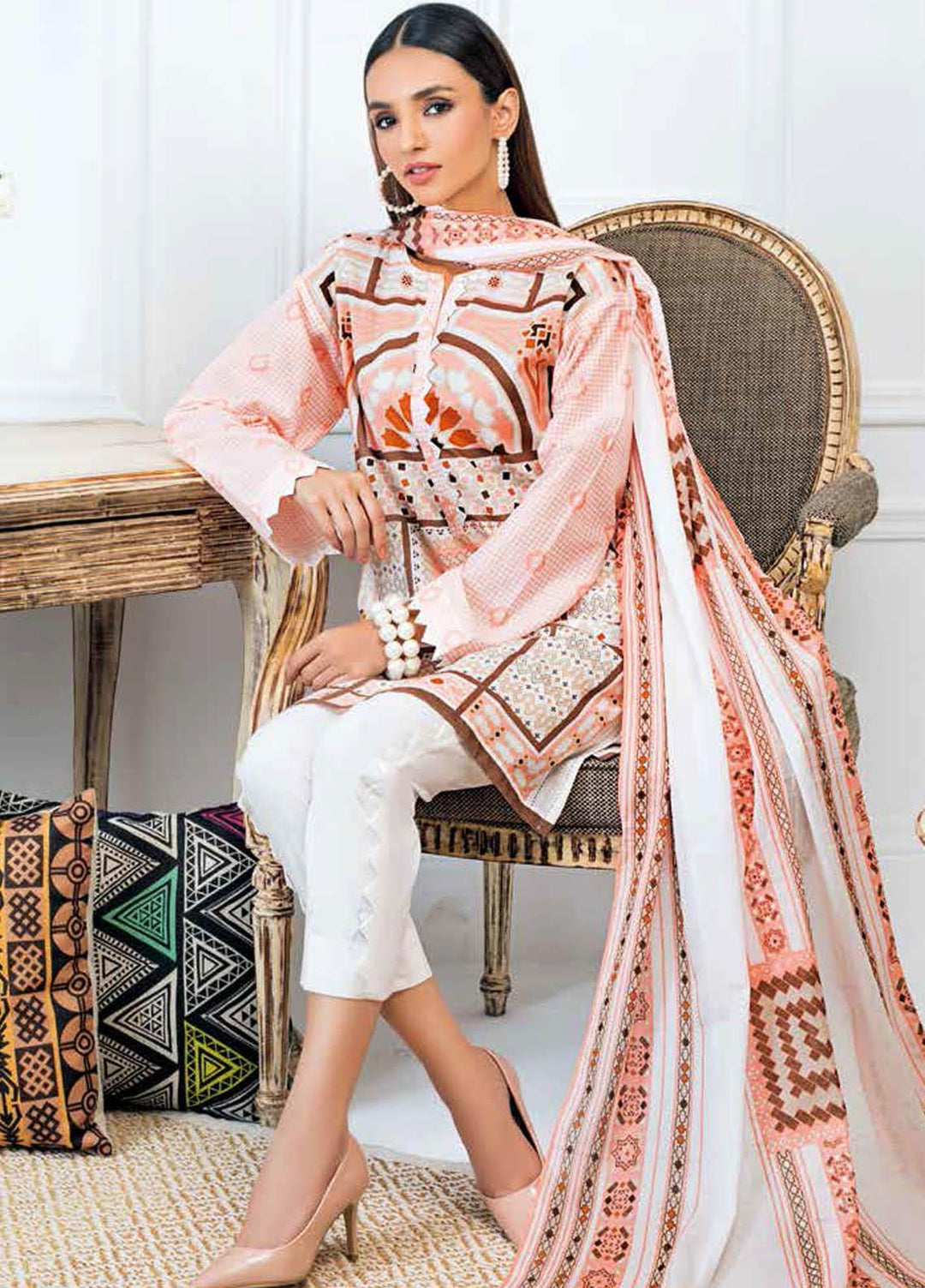 Gul Ahmed Printed Lawn Suits Unstitched 3 Piece GA21BL CL983B - Summer Collection