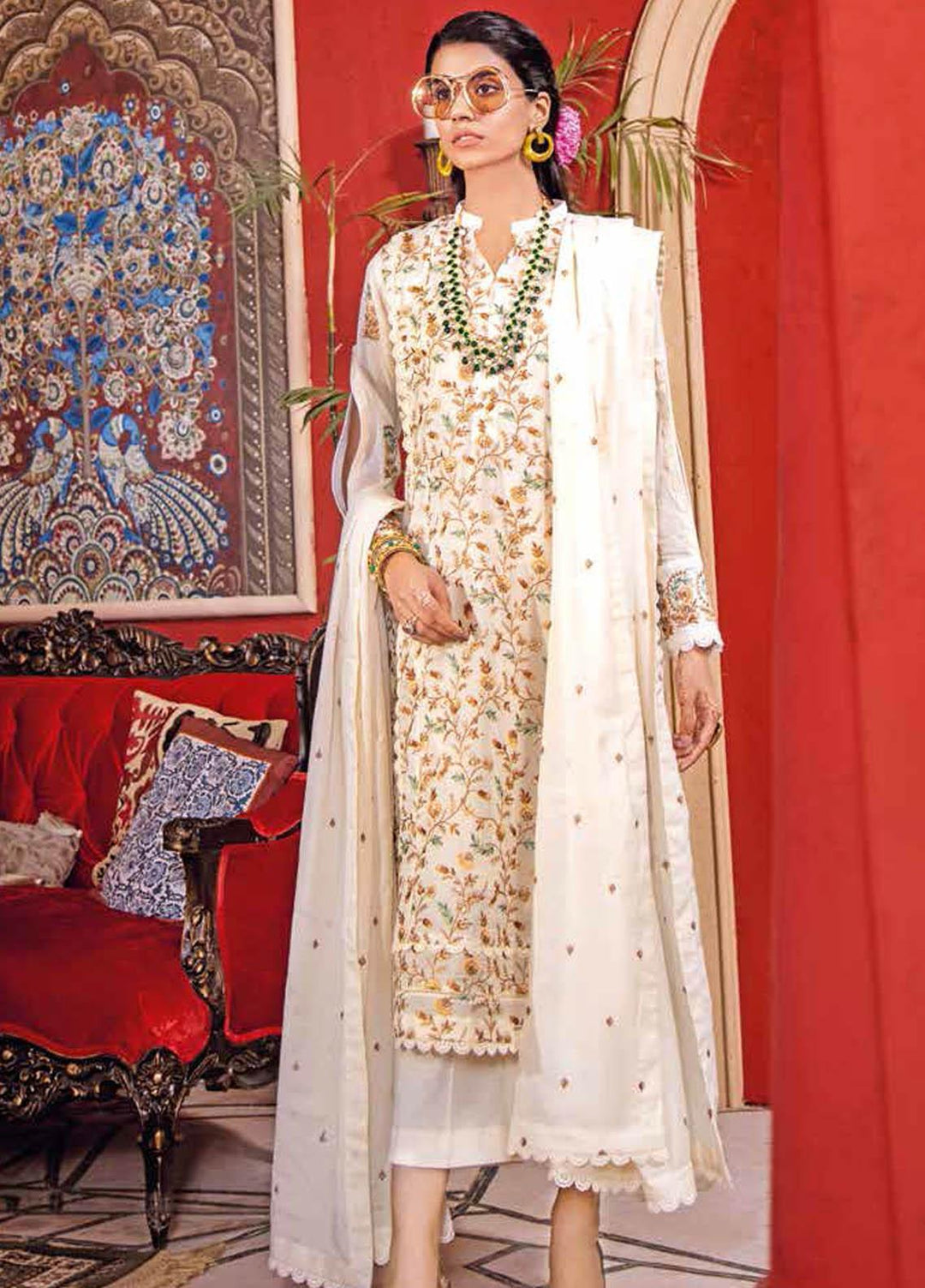 Gul Ahmed Embroidered Lawn Suits Unstitched 3 Piece GA21BL FE319 - Summer Collection