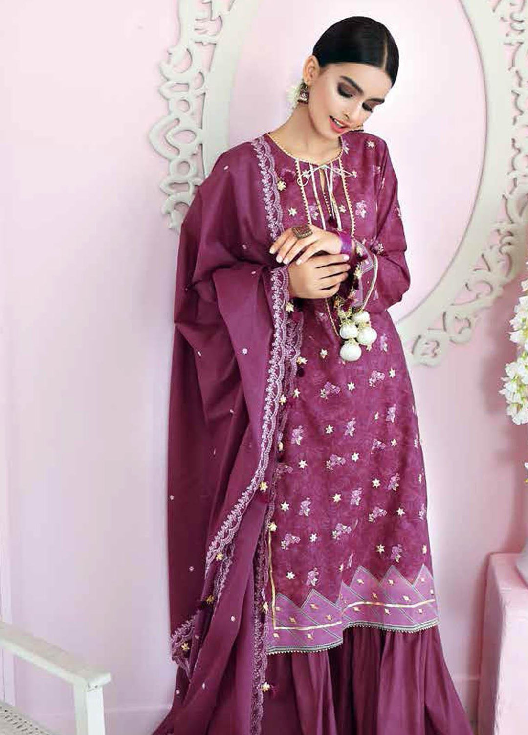 Gul Ahmed Embroidered Lawn Suits Unstitched 3 Piece GA21BL FS04 - Summer Collection