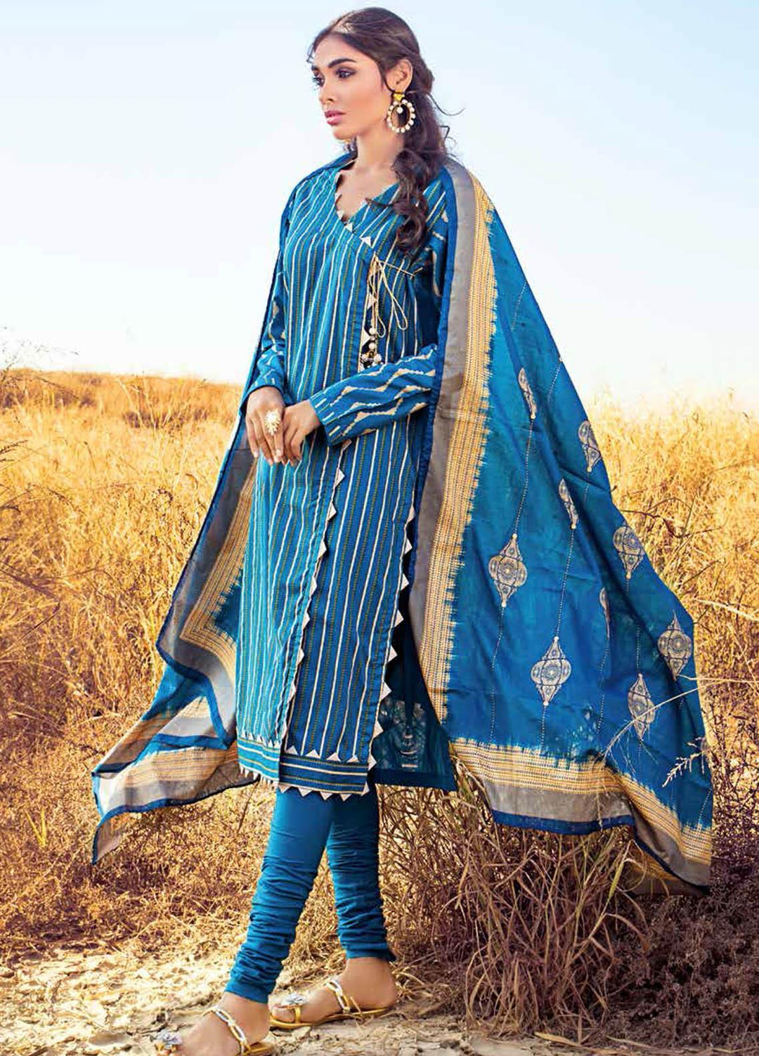 Gul Ahmed Printed Lawn Suits Unstitched 3 Piece GA21BL FS11 - Summer Collection