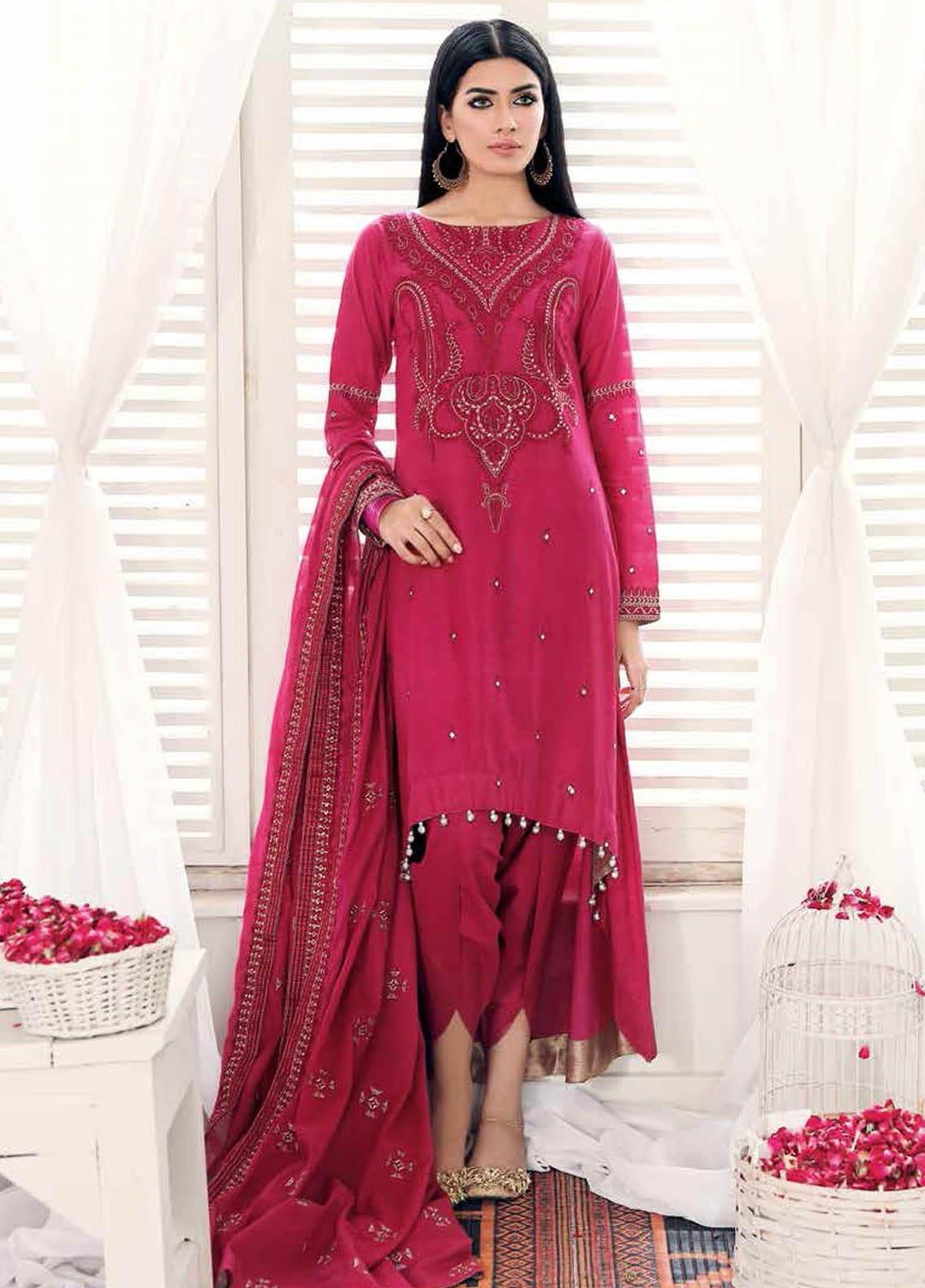Gul Ahmed Embroidered Lawn Suits Unstitched 3 Piece GA21BL FS13 - Summer Collection