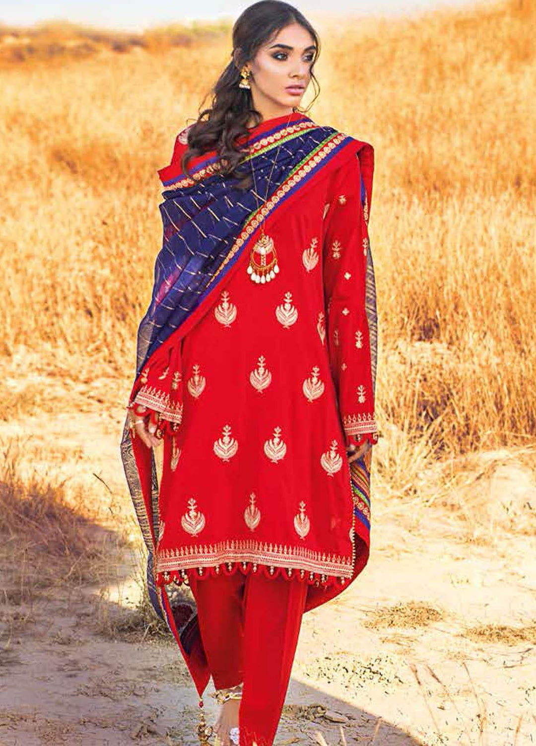Gul Ahmed Embroidered Lawn Suits Unstitched 3 Piece GA21BL FS45 - Summer Collection