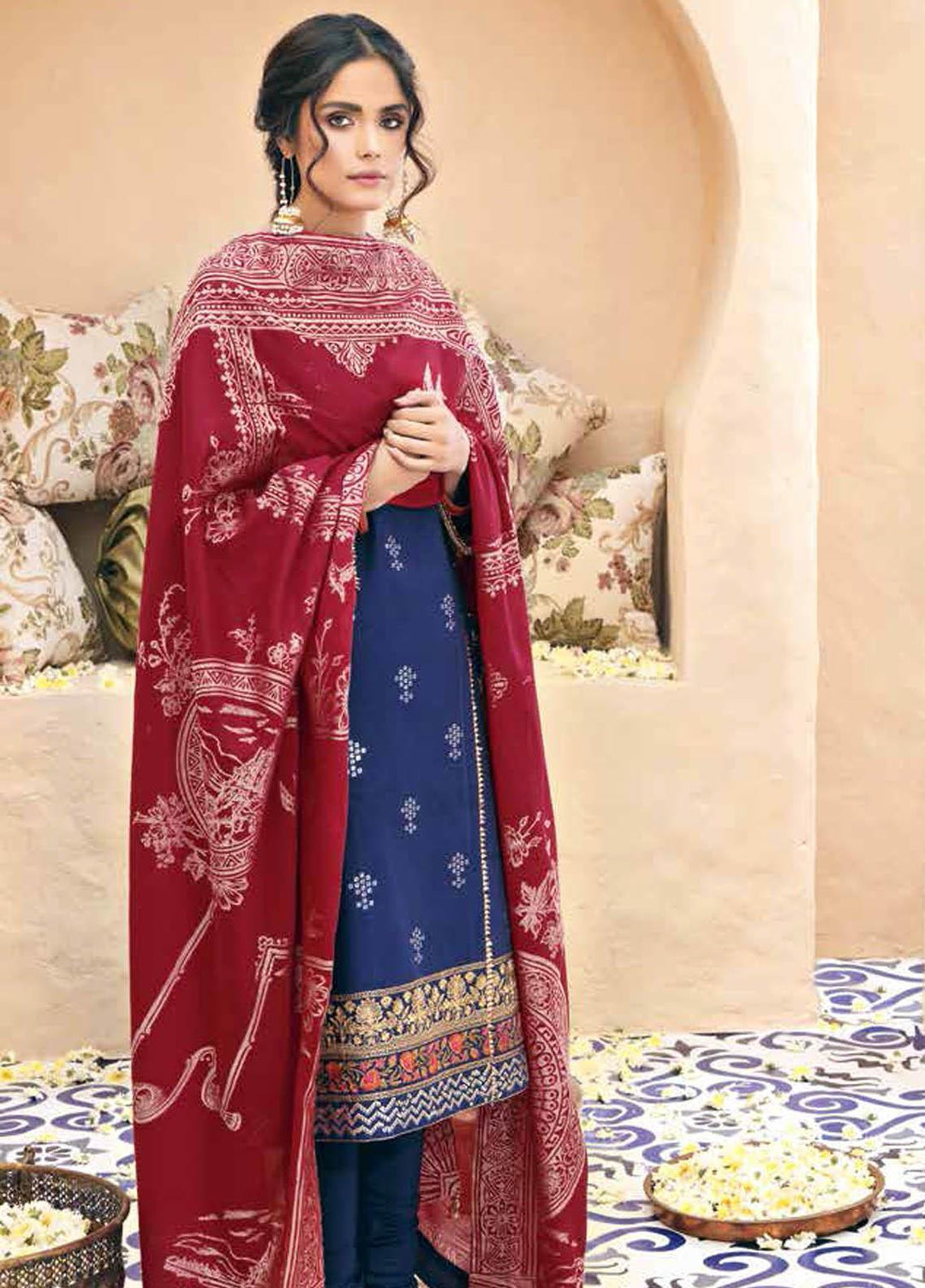 Gul Ahmed Embroidered Lawn Suits Unstitched 3 Piece GA21BL SP56 - Summer Collection