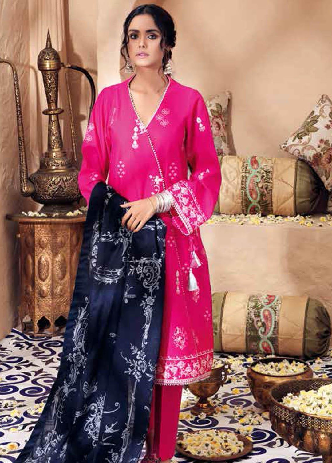 Gul Ahmed Embroidered Lawn Suits Unstitched 3 Piece GA21BL SP57 - Summer Collection