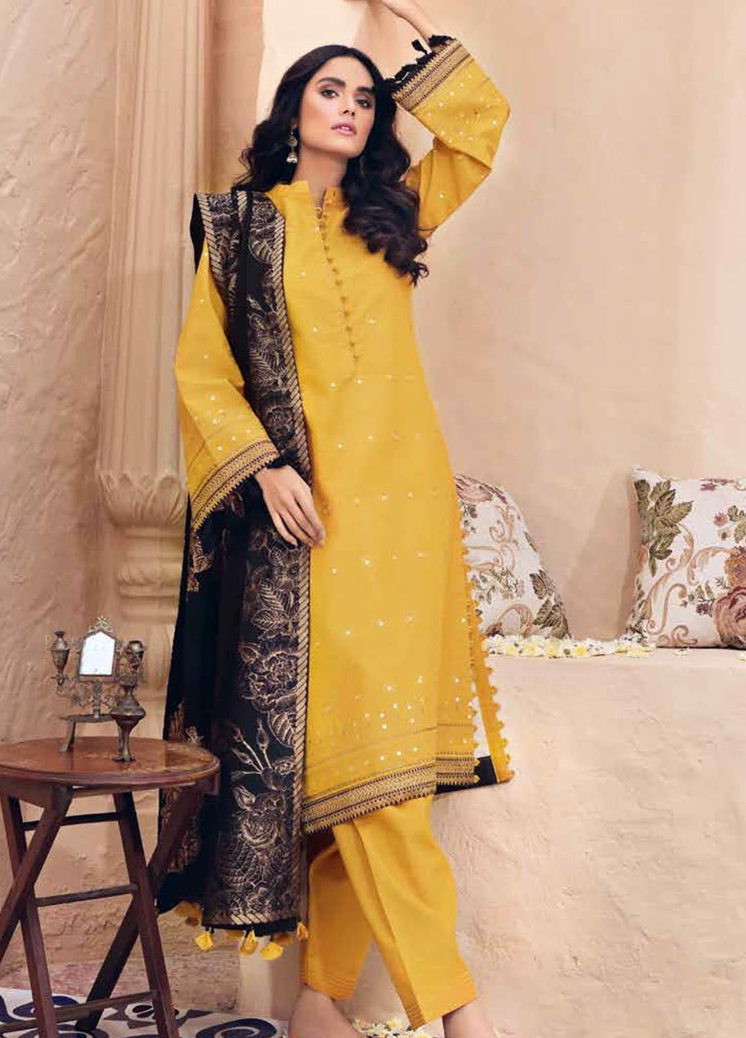 Gul Ahmed Embroidered Lawn Suits Unstitched 3 Piece GA21BL SP60 - Summer Collection