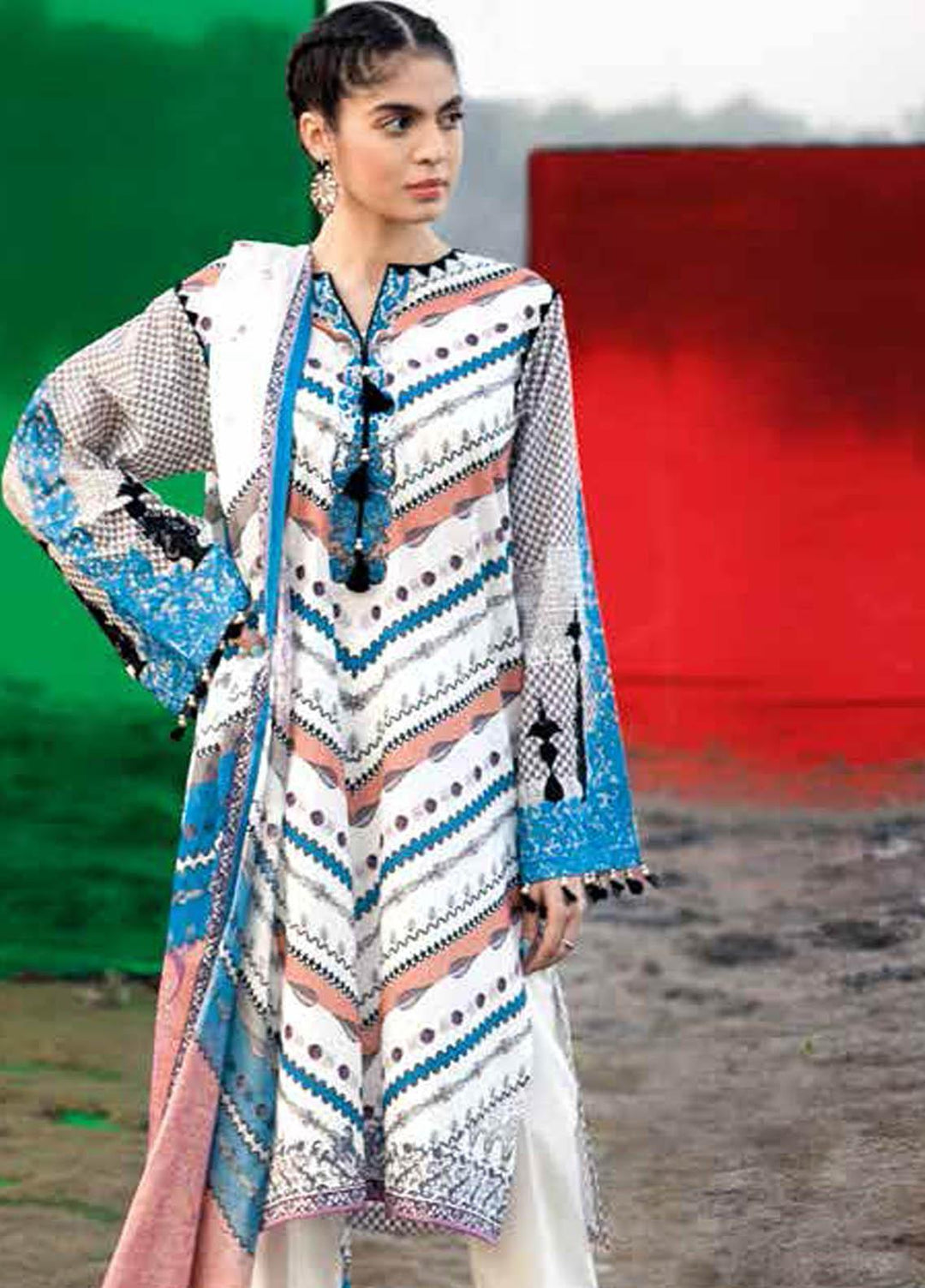 Gul Ahmed Embroidered Lawn Suits Unstitched 2 Piece GA21BL TL302B - Summer Collection