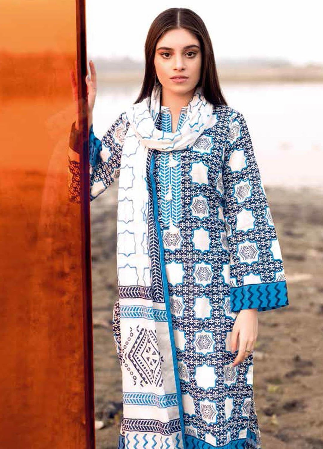 Gul Ahmed Printed Lawn Suits Unstitched 2 Piece GA21BL TL303B - Summer Collection