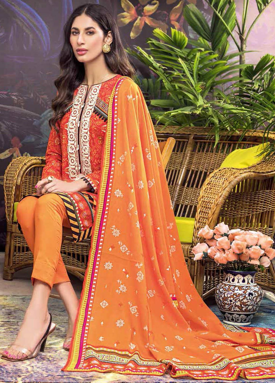 Gul Ahmed Embroidered Lawn Suits Unstitched 2 Piece GA21BL TL330 - Summer Collection