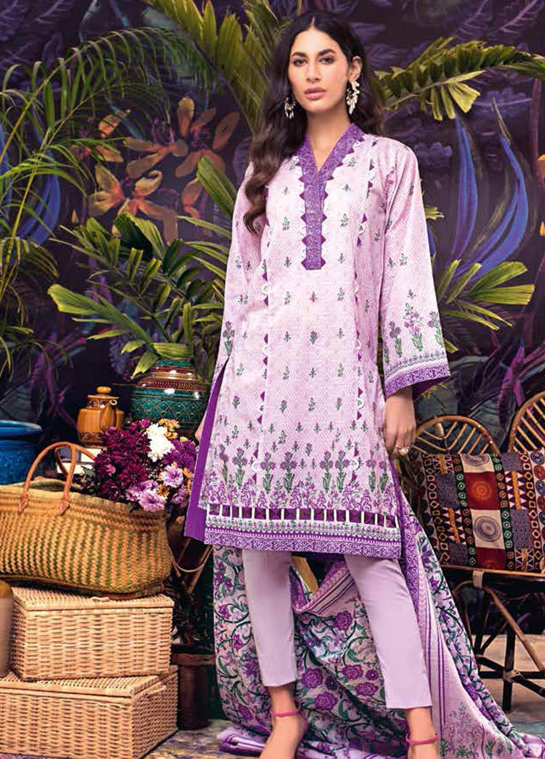 Gul Ahmed Embroidered Lawn Suits Unstitched 2 Piece GA21BL TL332 - Summer Collection