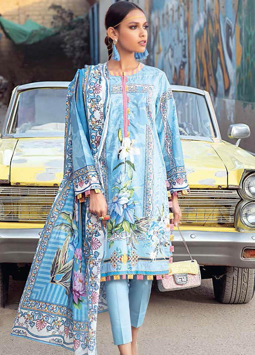 Gul Ahmed Printed Lawn Suits Unstitched 2 Piece GA21BL TL341A - Summer Collection