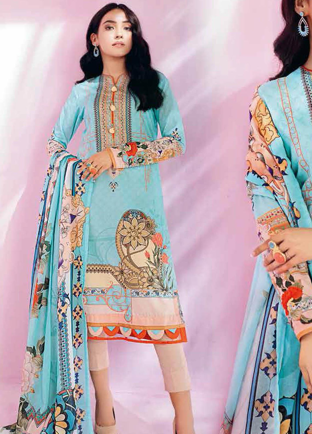 Gul Ahmed Printed Lawn Suits Unstitched 2 Piece GA21BL TL342A - Summer Collection