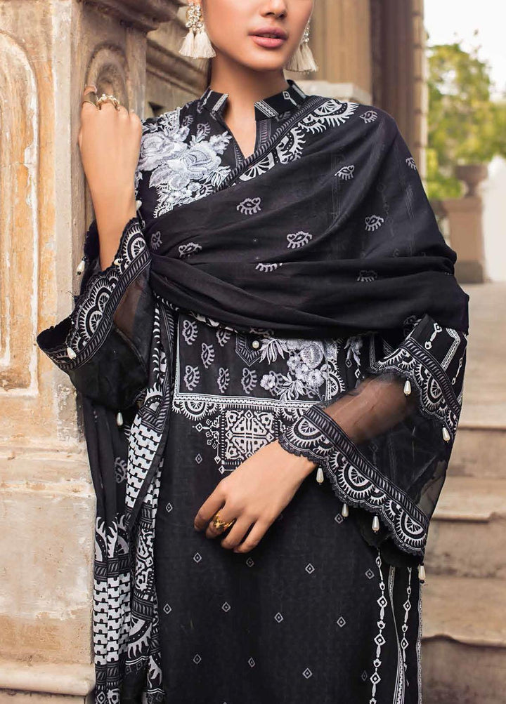 Black & White By Gul Ahmed Embroidered Lawn Suits Unstitched 3 Piece GA21BW B12004 - Black & White Collection