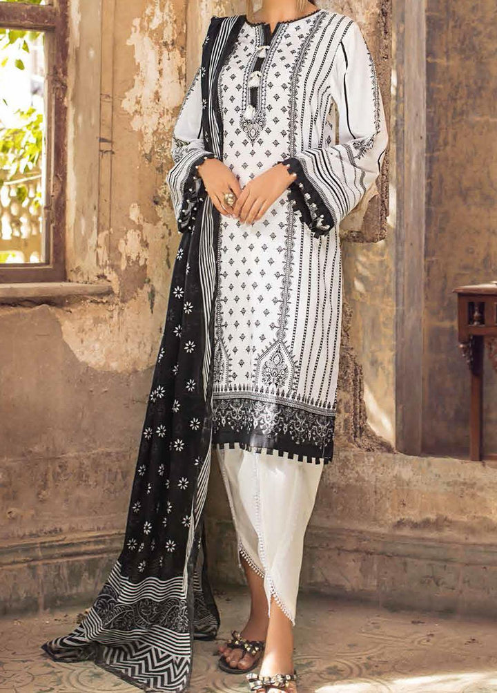 Black & White By Gul Ahmed Printed Lawn Suits Unstitched 3 Piece GA21BW B12009 - Black & White Collection