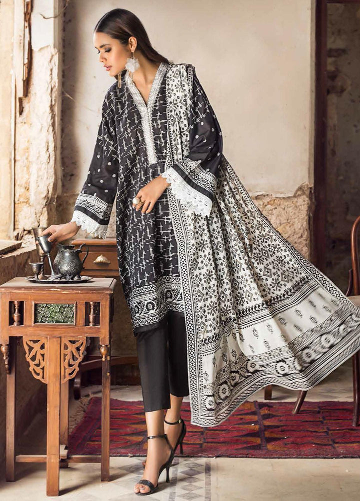 Black & White By Gul Ahmed Embroidered Lawn Suits Unstitched 3 Piece GA21BW B12013 - Black & White Collection