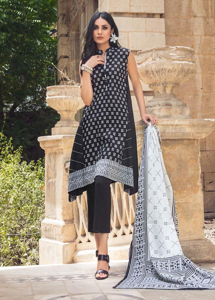 Black & White By Gul Ahmed Printed Lawn Suits Unstitched 2 Piece GA21BW BT12007 - Black & White Collection