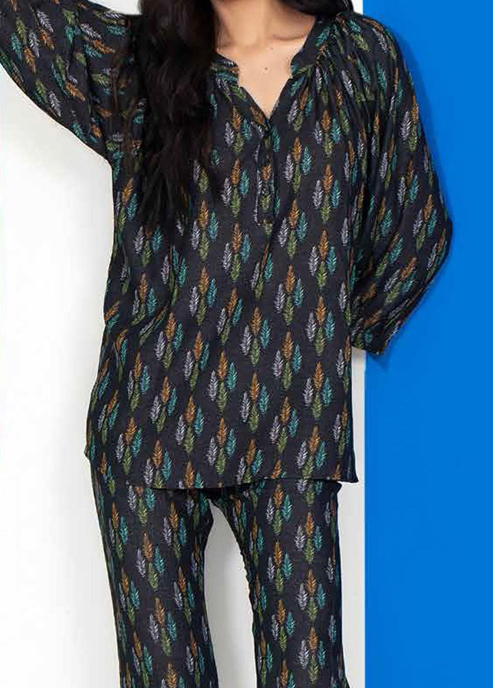 Charcoal By Gul Ahmed Printed Linen Suits Unstitched 2 Piece GA22C WT-22006 - Winter Collection