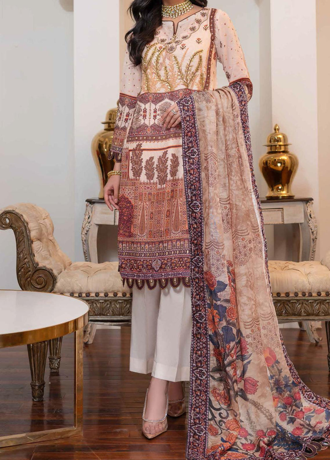Festive Issue By Gul Ahmed Embroidered Lawn Suits Unstitched 3 Piece GA21EA 12008 - Festive Collection