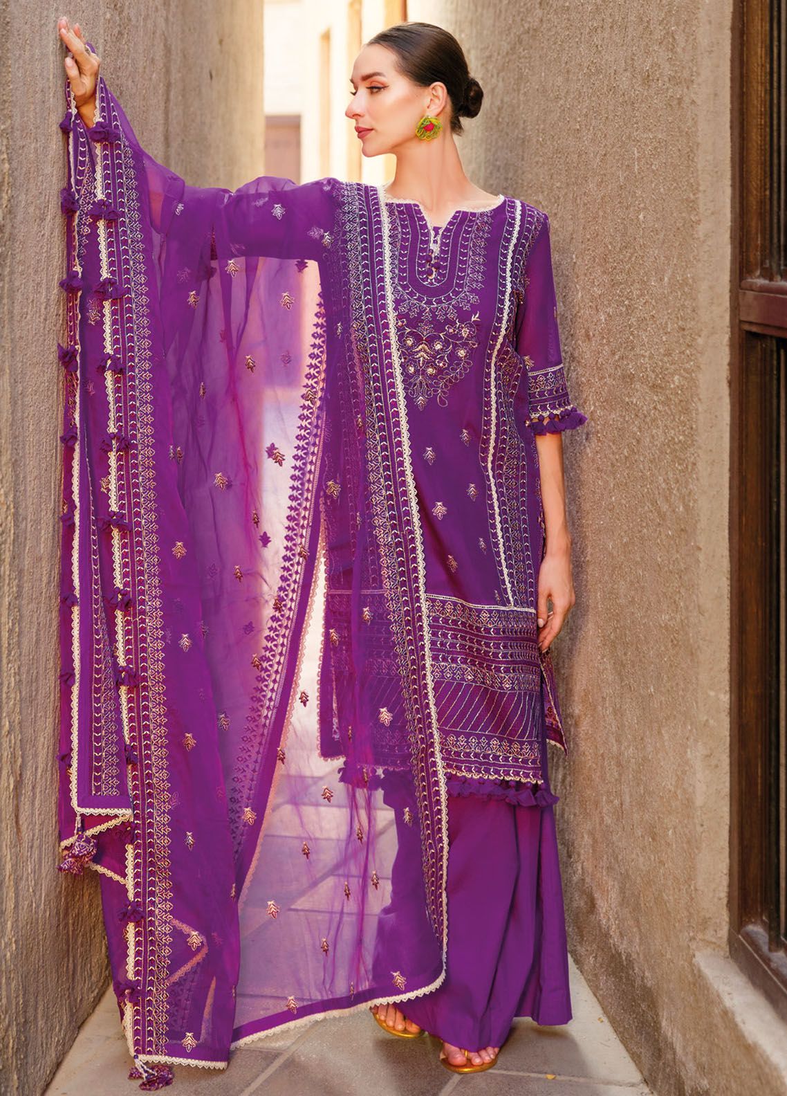Gul Ahmed Embroidered Chiffon Suits Unstitched 3 Piece GA24LF FE-42047 - Festive Collection main image 1