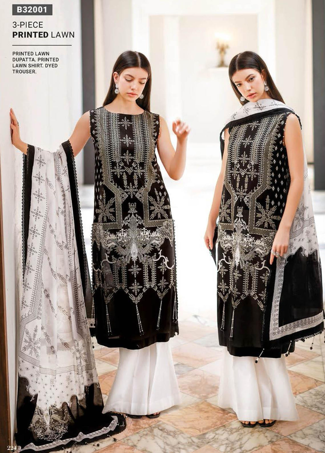 Essential Lawn By Gul Ahmed Printed Lawn Suits Unstitched 3 Piece GA23E B-32001 - Summer Collection