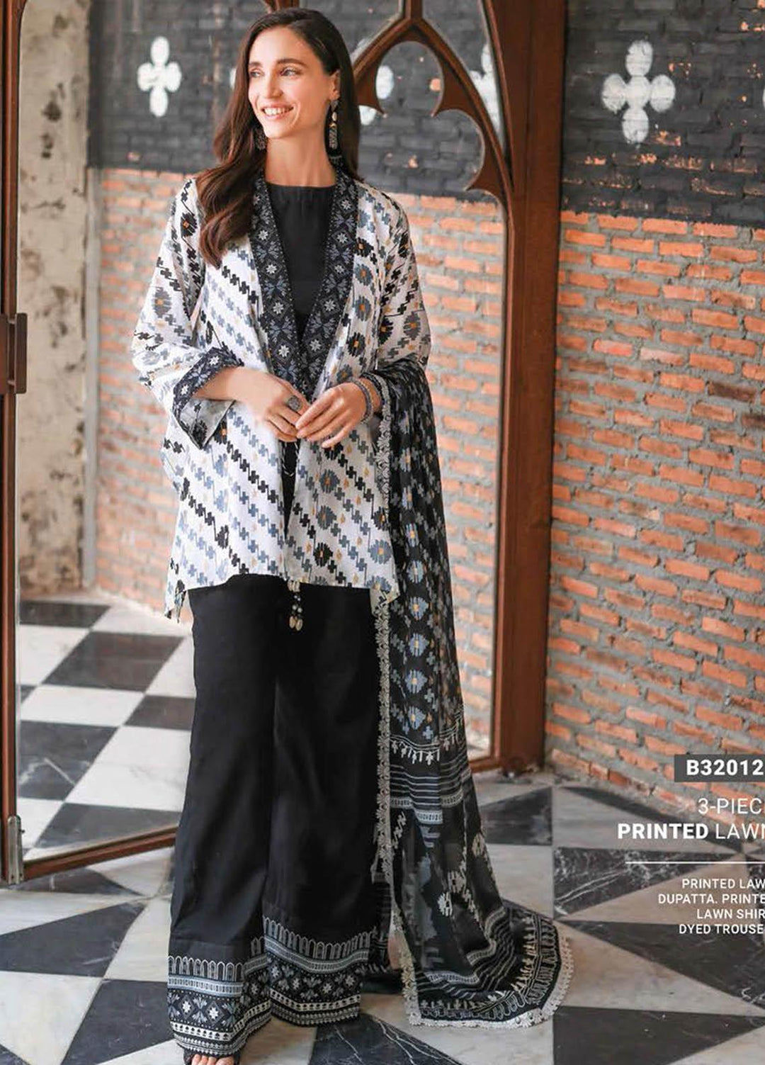 Essential Lawn By Gul Ahmed Printed Lawn Suits Unstitched 3 Piece GA23E B-32012 - Summer Collection