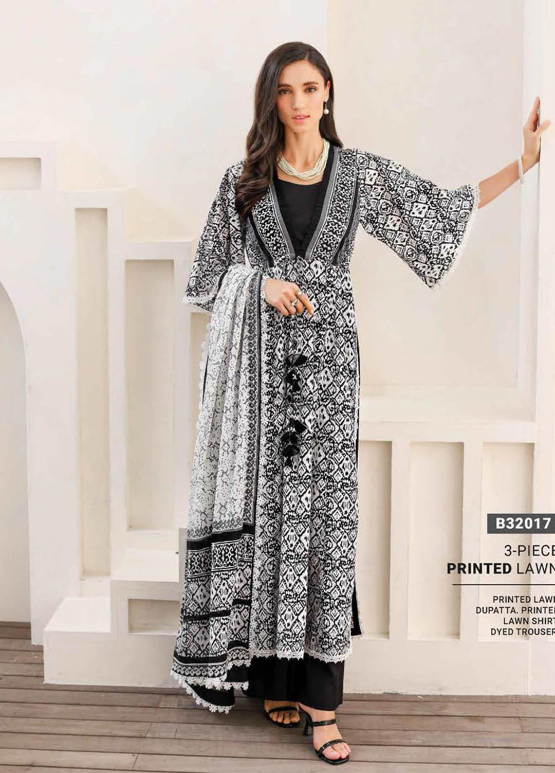 Essential Lawn By Gul Ahmed Printed Lawn Suits Unstitched 3 Piece GA23E B-32017 - Summer Collection