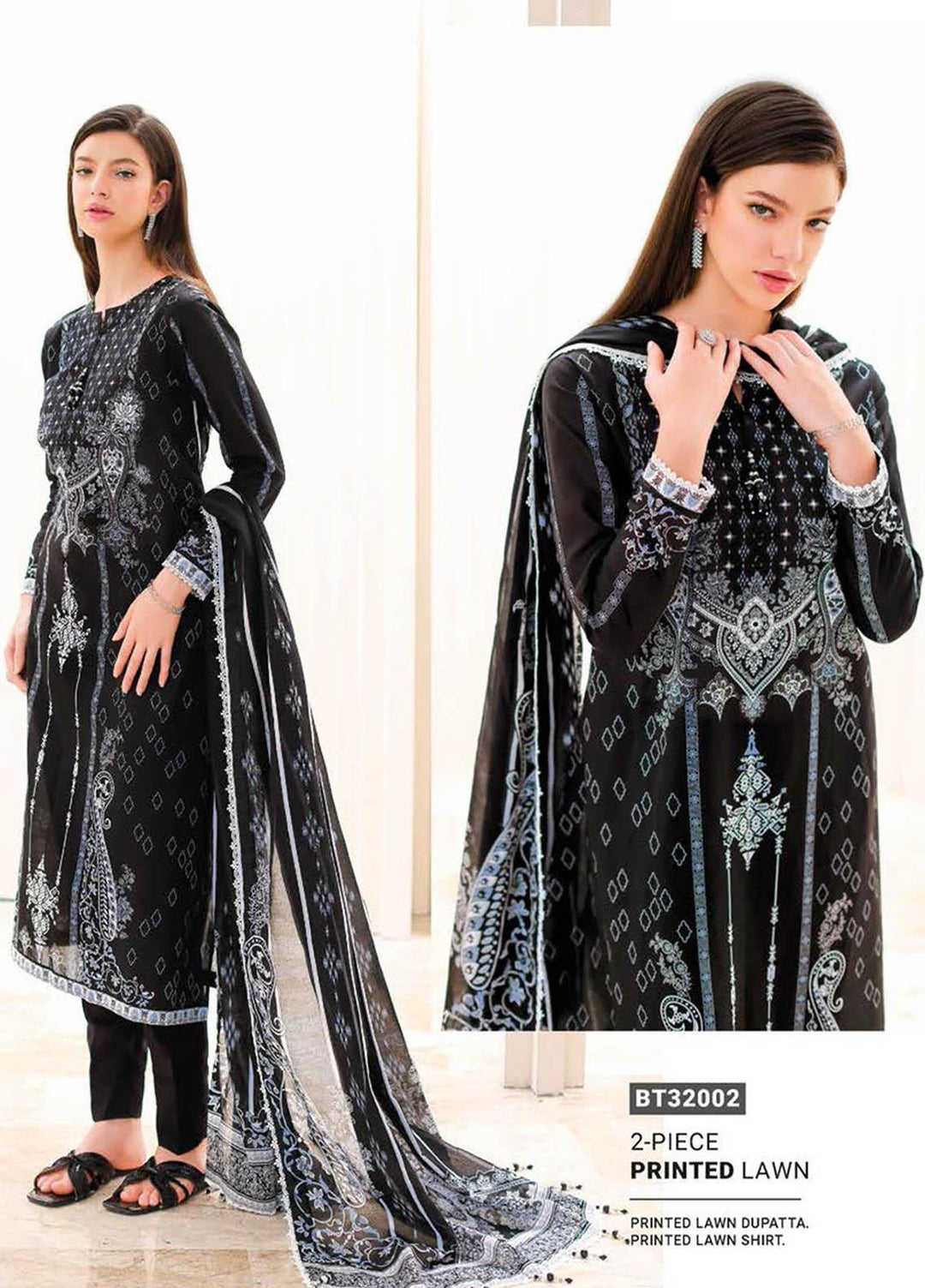 Essential Lawn By Gul Ahmed Printed Lawn Suits Unstitched 2 Piece GA23E BT-32002 - Summer Collection