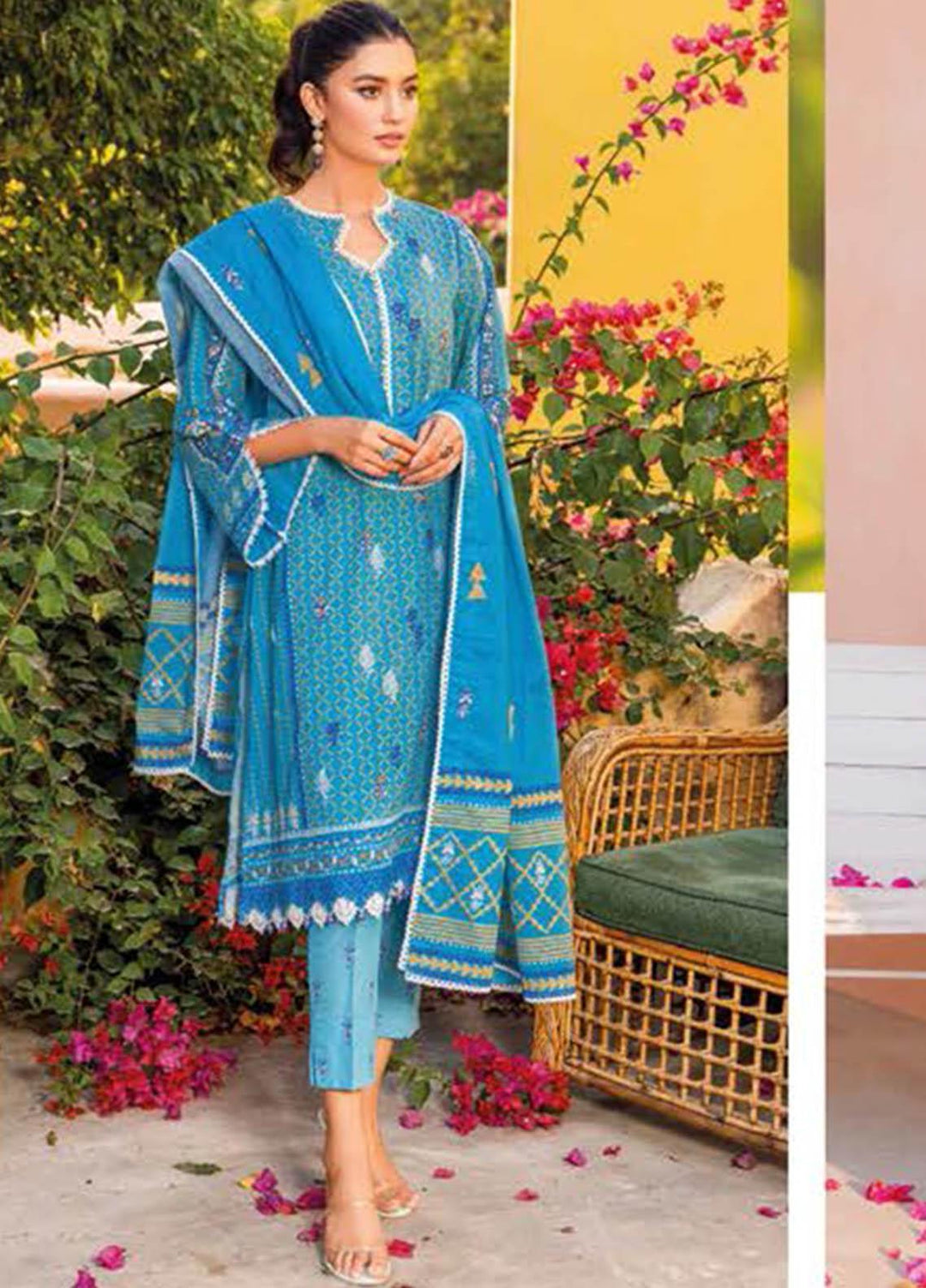 Essential Lawn By Gul Ahmed Embroidered Lawn Suits Unstitched 3 Piece GA23E CL-32120 - Summer Collection