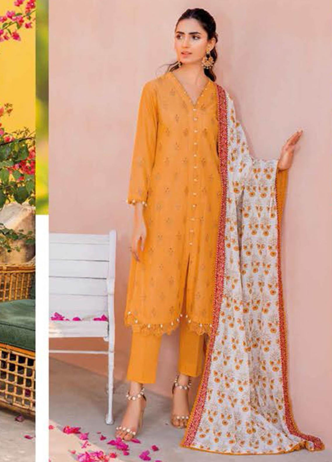 Essential Lawn By Gul Ahmed Embroidered Lawn Suits Unstitched 3 Piece GA23E CL-32143 - Summer Collection