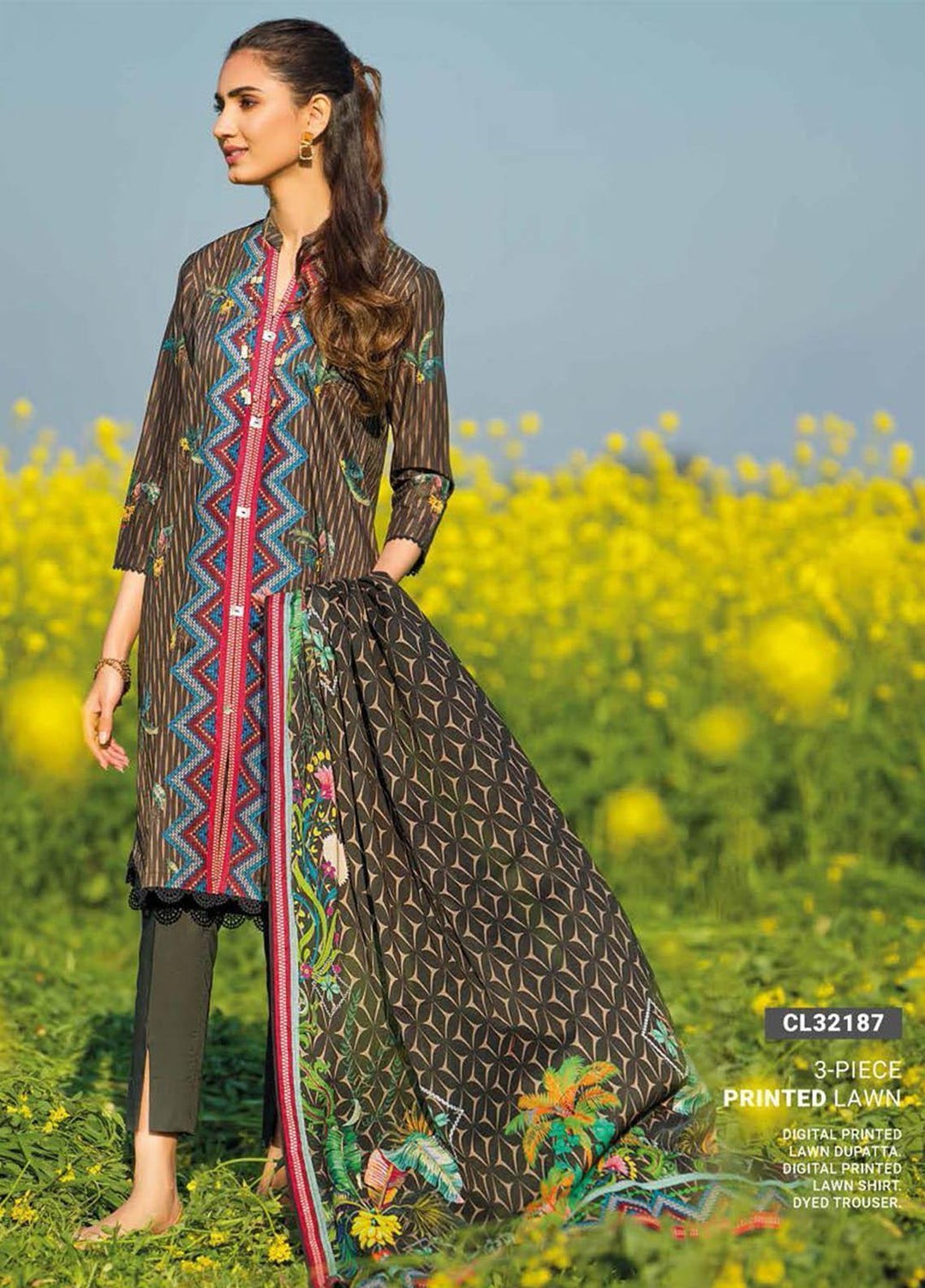 Essential Lawn By Gul Ahmed Printed Lawn Suits Unstitched 3 Piece GA23E CL-32187 - Summer Collection