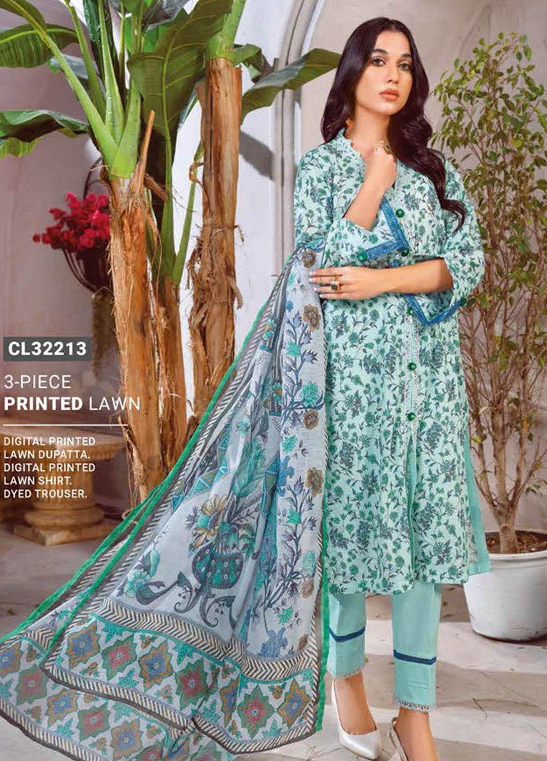 Essential Lawn By Gul Ahmed Printed Lawn Suits Unstitched 3 Piece GA23E CL-32213 - Summer Collection