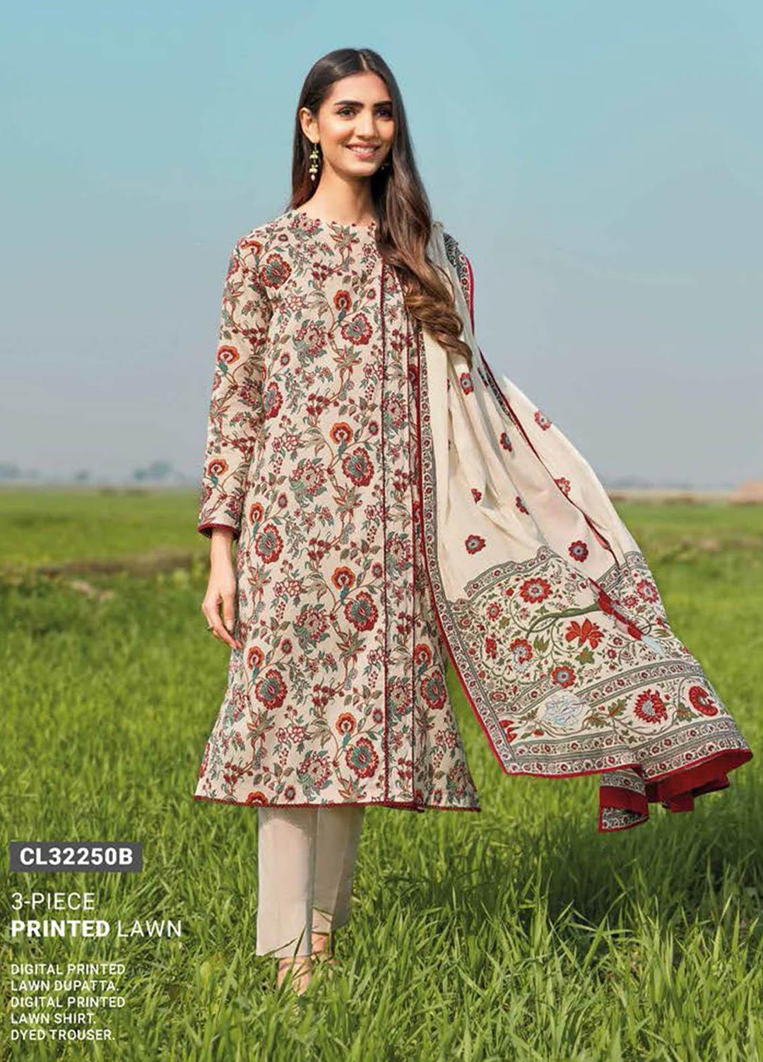 Essential Lawn By Gul Ahmed Printed Lawn Suits Unstitched 3 Piece GA23E CL-32250B - Summer Collection