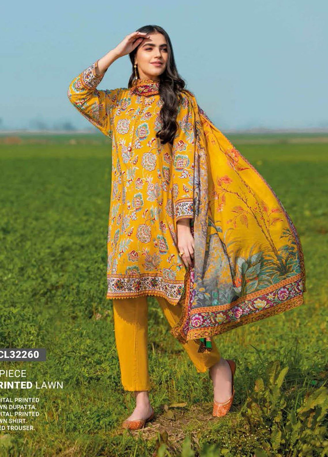 Essential Lawn By Gul Ahmed Printed Lawn Suits Unstitched 3 Piece GA23E CL-32260 - Summer Collection